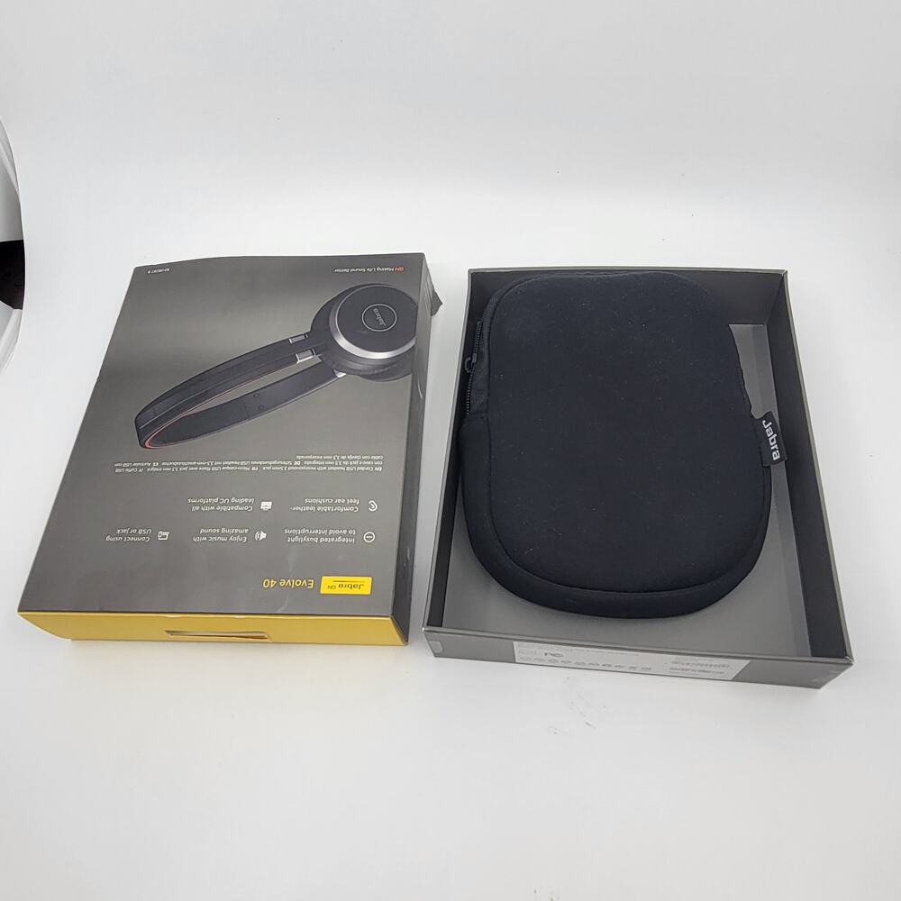 Jabra Evolve 40 Stereo Wired Headset HSC017 w/ ENC010 USB Controller with case